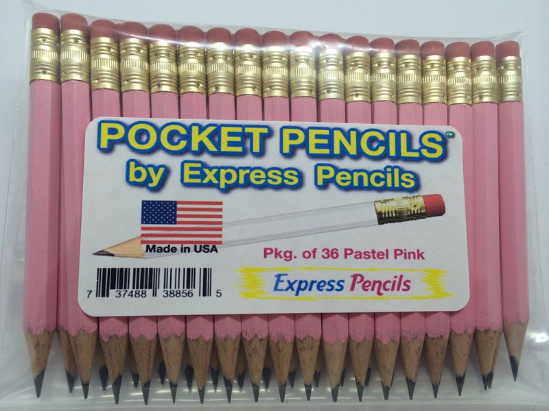 Express Pencils Half Pencils with Eraser - Golf, Pew, Short, Mini - Hexagon, Sharpened, #2 Pencil, Color - Pastel Pink, Pkg of 36 Pocket Pencils - Image 2